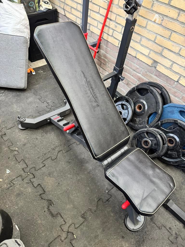 Complete Homegym! 140kg, fitness set, halter set, Ophalen, Gebruikt, Benen, Fitnessbank