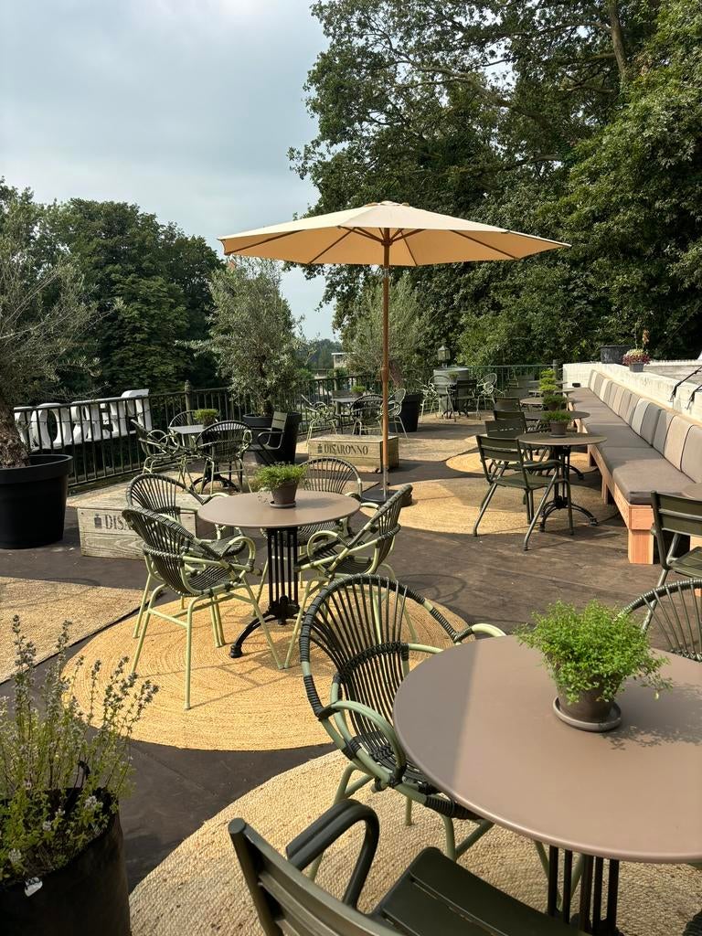 Terrasstoelen + tafels Satelliet Girola + Twine, groen, Ophalen, Zo goed als nieuw