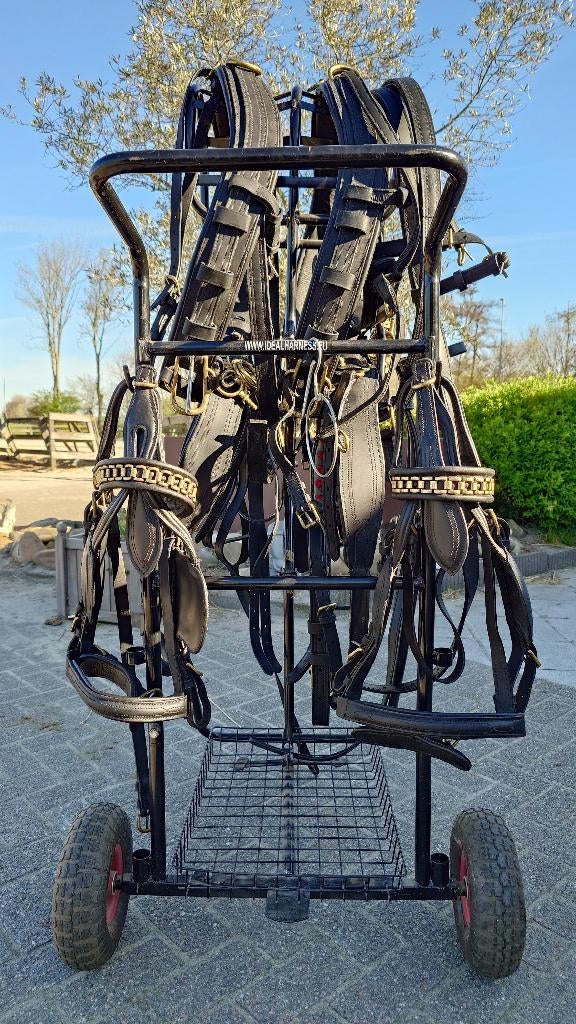 Nieuw! Compleet 2-span lederen tuig met messing beslag, Ophalen, Nieuw, Overige soorten