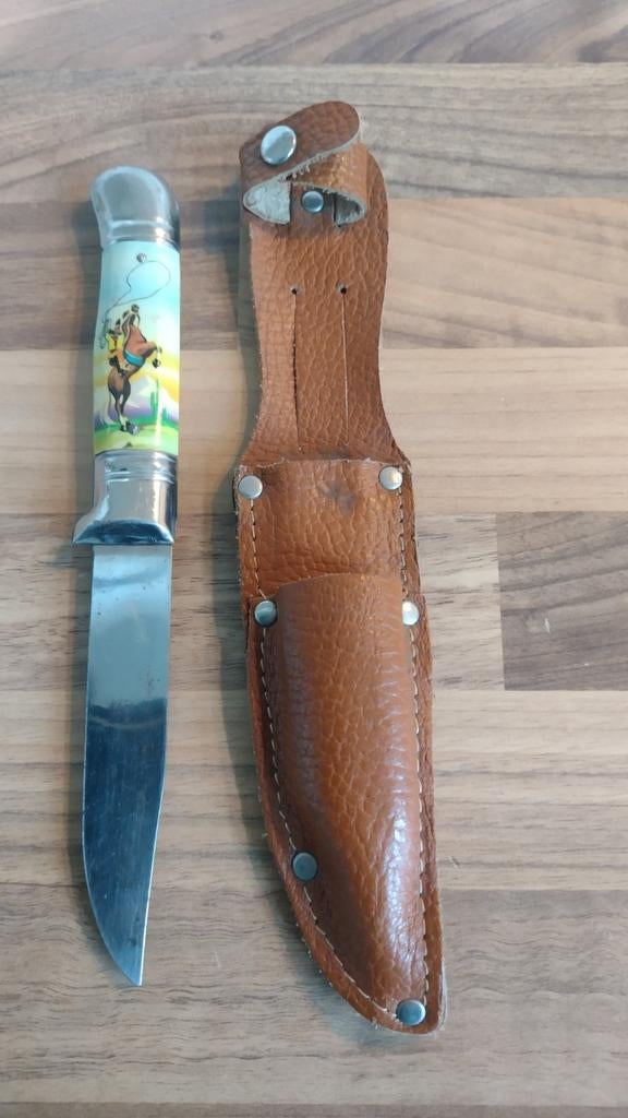 Whale mes met leren schede, Ophalen of Verzenden