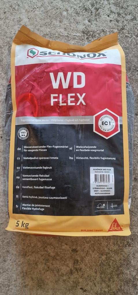 SCHÖNOX WD FLEX Voegmortel - Zilvergrijs, 5 kg, Doe-het-zelf en Verbouw, Tegels, Nieuw, Overige typen, Overige materialen, Ophalen of Verzenden