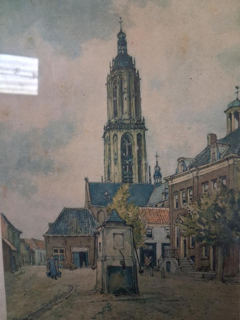 gesigneerde ets cuneratoren rhenen  hendrikus roodenburg, Ets, Cartografie, Ophalen of Verzenden, Origineel