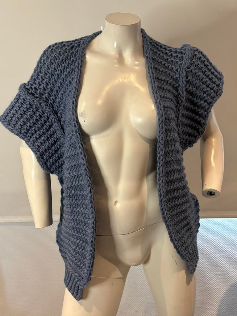 Ambika grof gebreid vest onesize, Maat 38/40 (M), Blauw, ., Ophalen of Verzenden