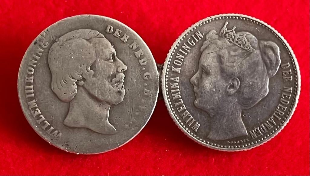 broche vader / moeder (Willem III - Wilhelmina), Ophalen, ½ gulden, Koning Willem III, Setje