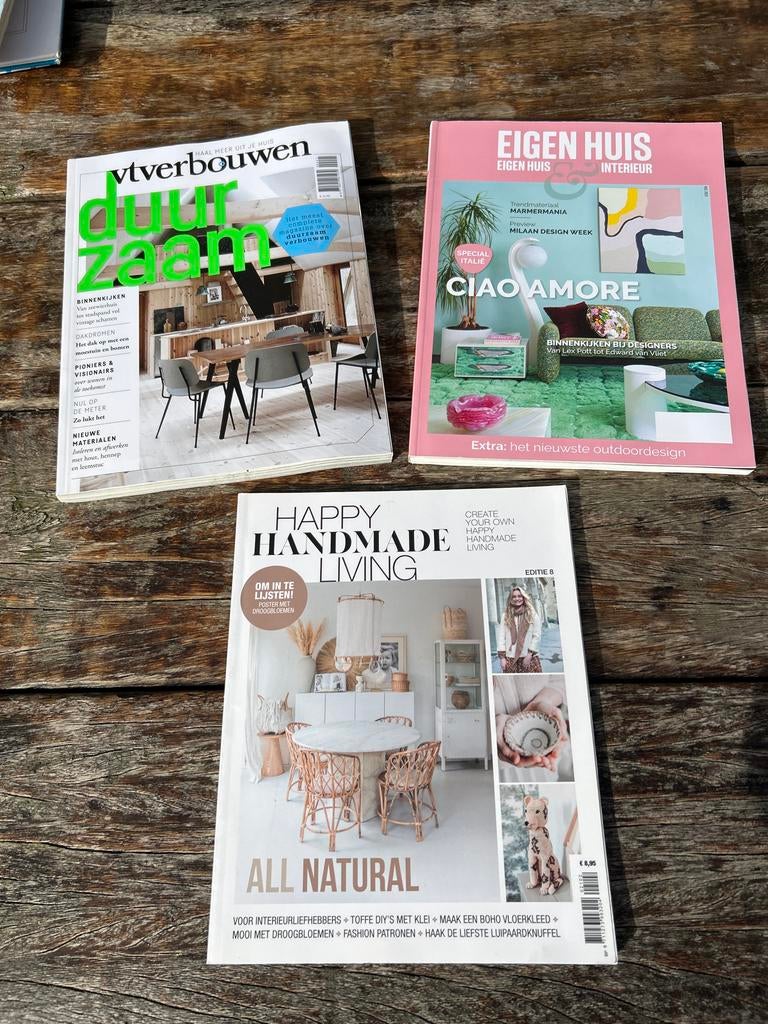 3x Woonbladen: Eigen Huis & Interieur, VT Wonen, Happy Handm, Boeken, Ophalen of Verzenden, Gelezen, Overige typen