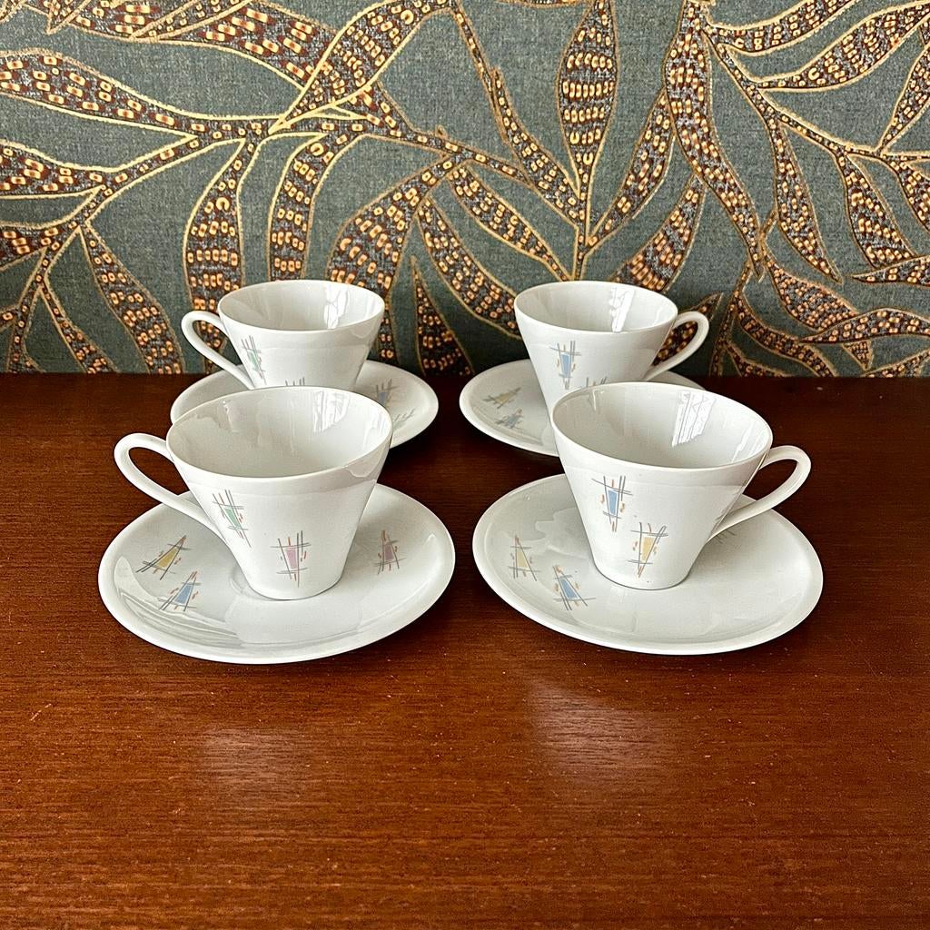 Set vintage pastel kop en schotels van Bavaria, Ophalen of Verzenden