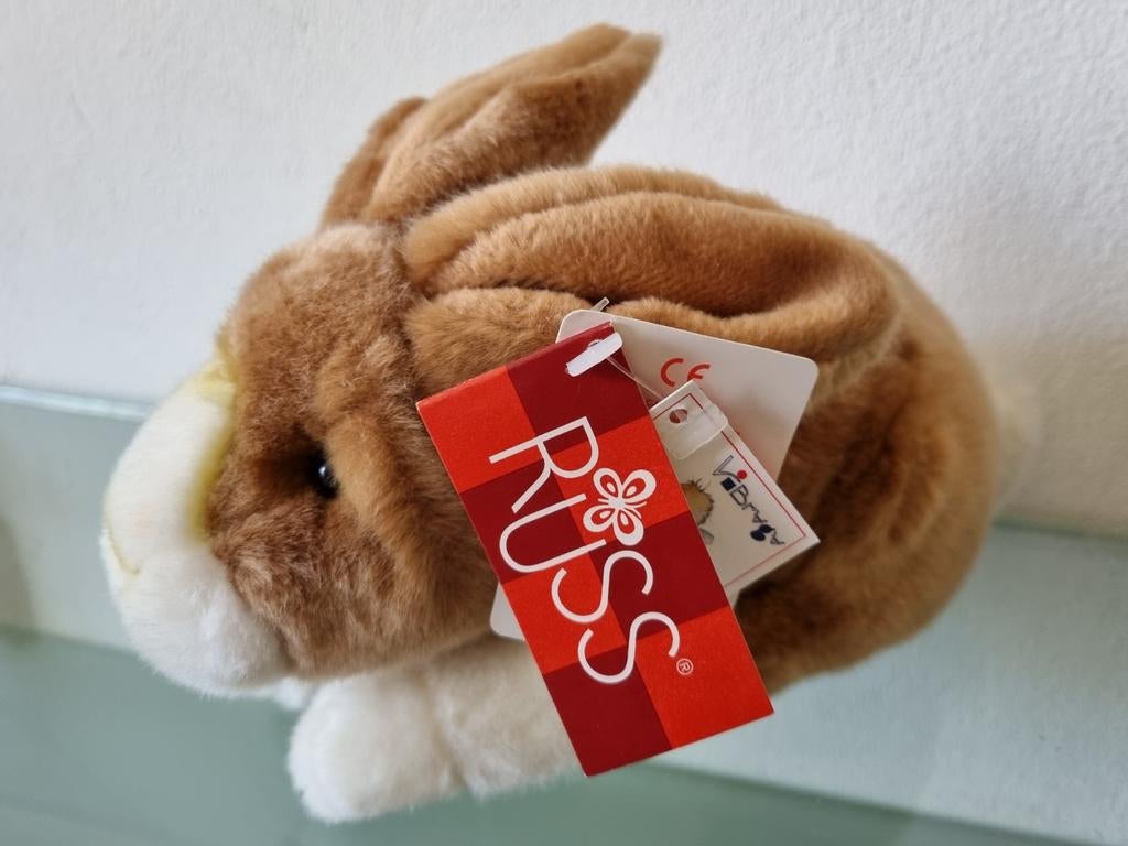 Orig, RUSS, KONIJN, 17 cm, Levensecht,Kaart/Label UK, Nieuw!, Overige karakters, Ophalen of Verzenden, Met label, Klein (minder dan 20 cm)