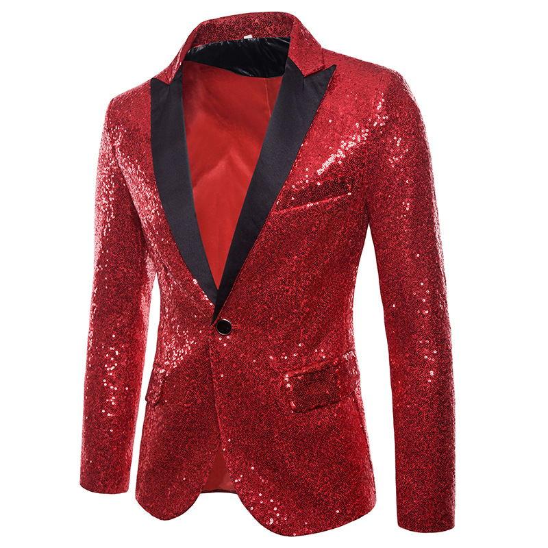 Heren rood glitter colbert mannen rode blazer paillet, Verzenden, Nieuw, Overige maten, Rood