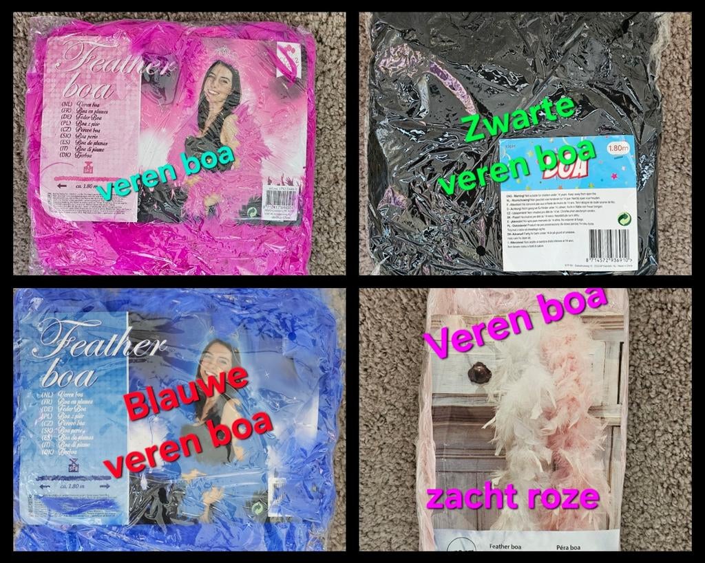 Veren boa, roze boa, blauwe boa, zwarte boa, carnaval, Ophalen of Verzenden, Nieuw, Carnaval, Accessoires