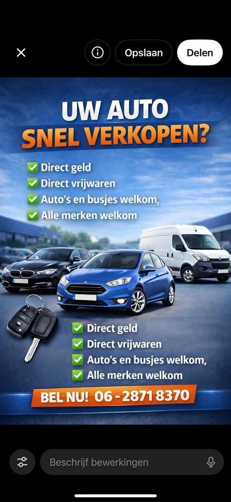 Gezocht alle merken auto’s, bedrijfswagen of werkbus., Ophalen of Verzenden