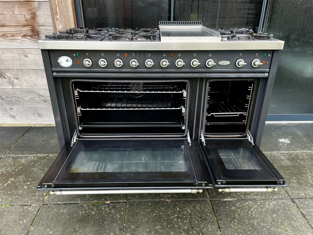 Luxe Boretti 120cm fornuis! Antraciet! Zeer netjes! 2 ovens, Witgoed en Apparatuur, Ophalen of Verzenden, Zo goed als nieuw, Gas