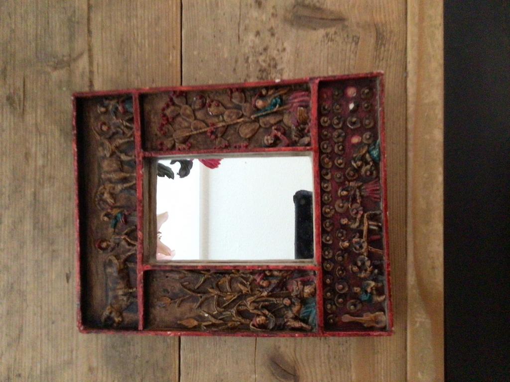 Spiegel peru handgemaakt, Ophalen of Verzenden, Rechthoekig, Minder dan 50 cm, Minder dan 100 cm