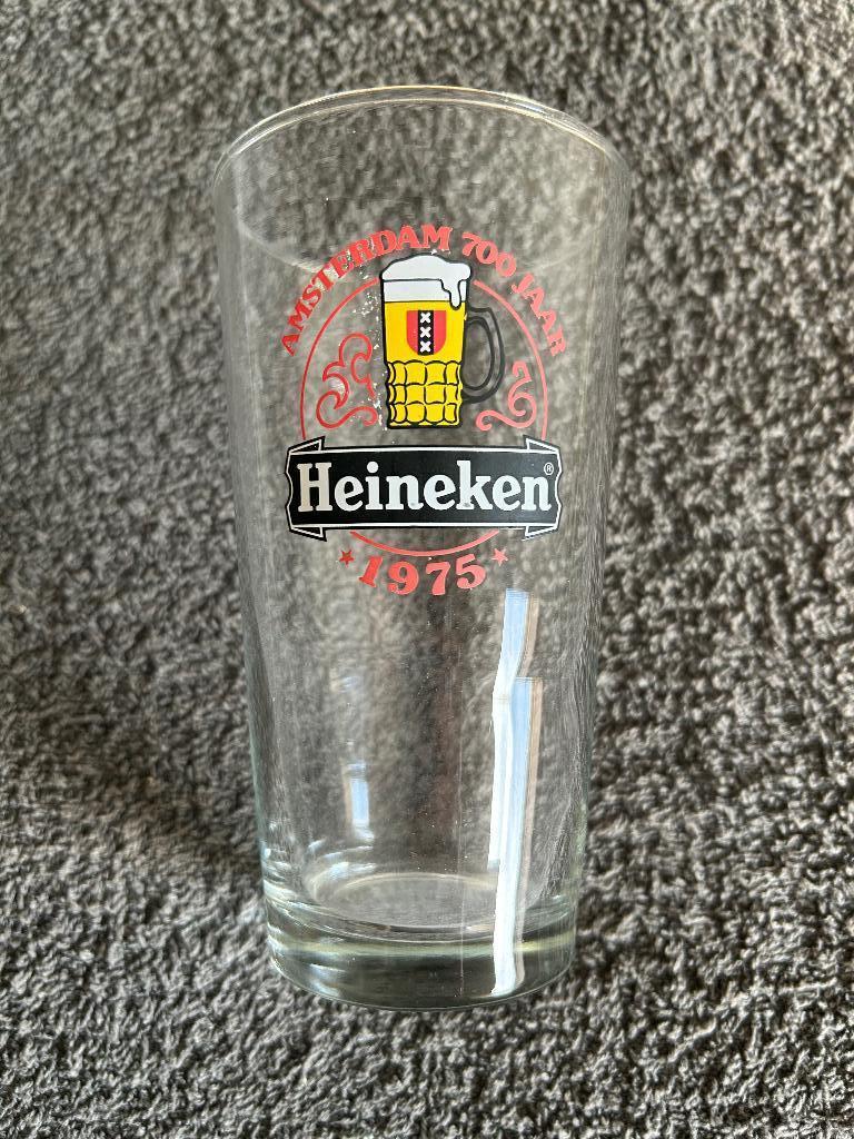 Heineken glas Amsterdam 700 jaar uit 1975, Ophalen, Nieuw, Glas of Glazen, Heineken