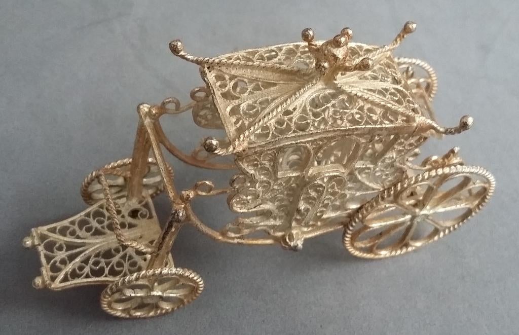 Antieke MINI MINIATUUR Koets Rijtuig Koning Koningin Prins, Antiek en Kunst, Ophalen of Verzenden