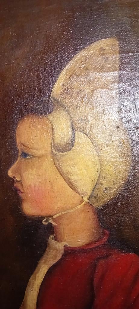 Meisje in klederdracht, gesigneerd 1945, Ophalen of Verzenden