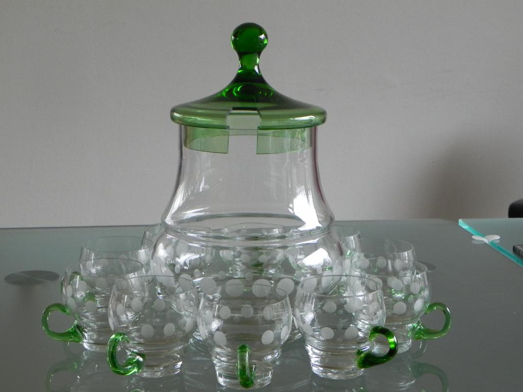 antieke mondgeblazen bowlset kristal, Antiek en Kunst, Ophalen of Verzenden