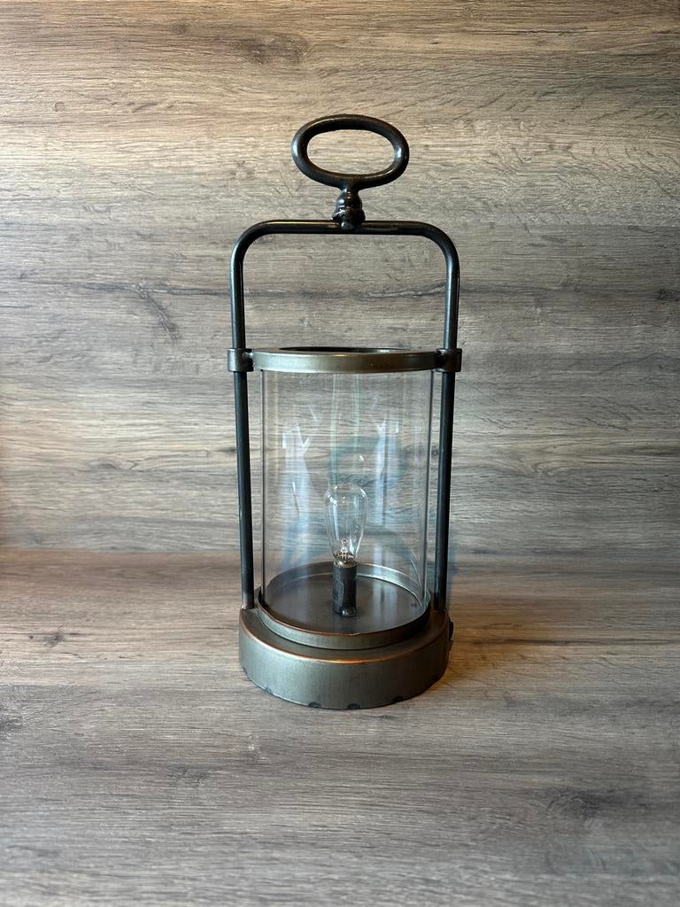 Lantaarn met lamp, Ophalen of Verzenden, Zo goed als nieuw, Glas