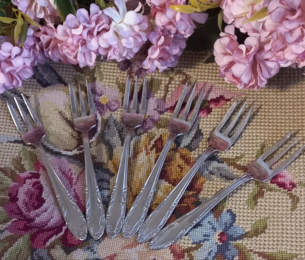 Set van 6 brocante gebaksvorkjes, Sola Massive, nr. 970, Ophalen of Verzenden