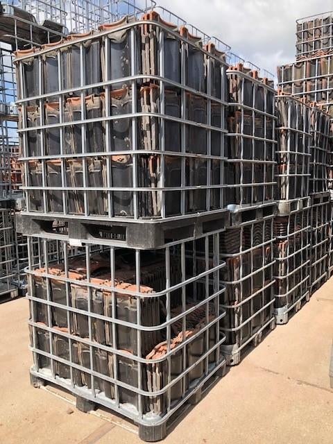 1350 stuks Jos Kurstjens vh dakpannen zwart glazuur 36x26cm., Overige materialen, Kurstjens, Gebruikt, Tegelen