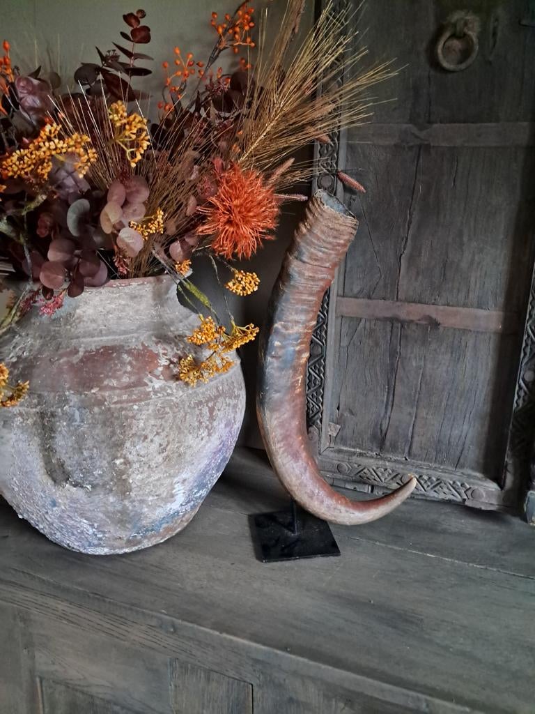 Stoere ornament hoorn op statief, Ophalen of Verzenden, Gebruikt