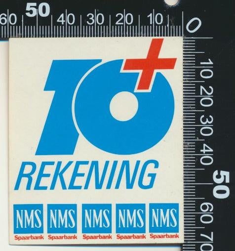 Sticker: NMS Spaarbank - 10 Plus Rekening, Verzenden, Zo goed als nieuw, Bedrijf of Vereniging
