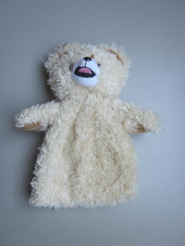 Robijn Robijntje beer roomwit ruwharige handpop beer beertje, Ophalen of Verzenden, Zo goed als nieuw, Beer