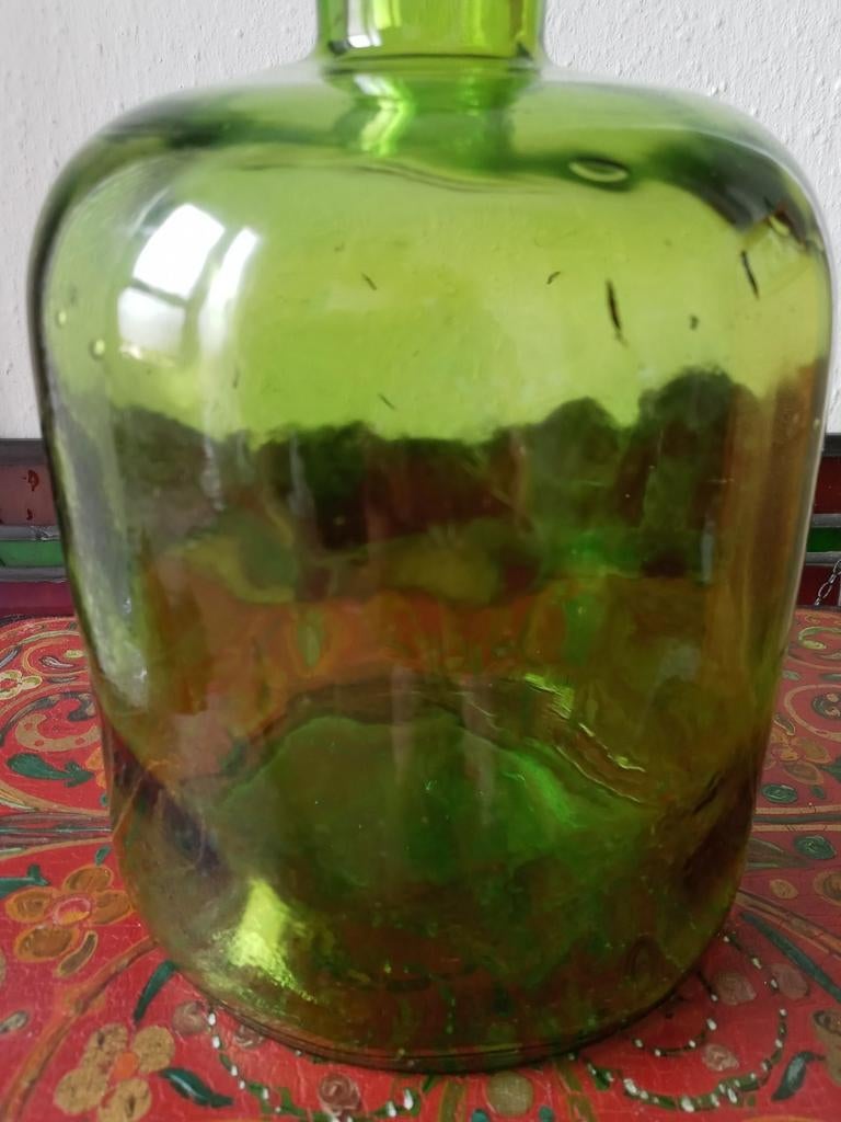 Prachtige grote oude groene fles, Ophalen of Verzenden