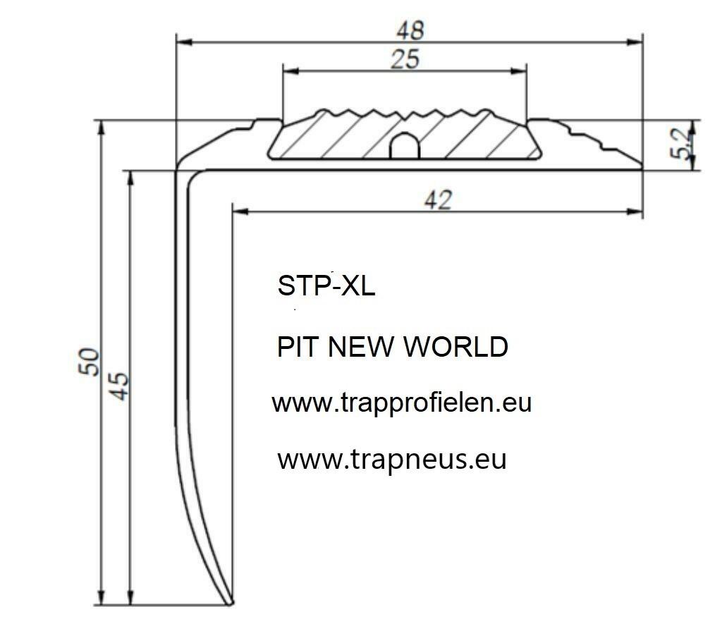 ALUMINIUM ANTISLIP TRAPPROFIEL STP-XL 50X48mm MET RUBBER 25, Doe-het-zelf en Verbouw, Plinten en Afwerking, Overige materialen