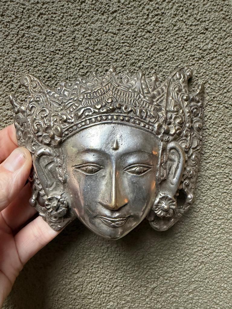 Durga Hindoe brons verzilverd masker bescherming boeddha, Verburgt Vintage, Ophalen of Verzenden, Schipluidenlaan 20 5035KJ Tilburg