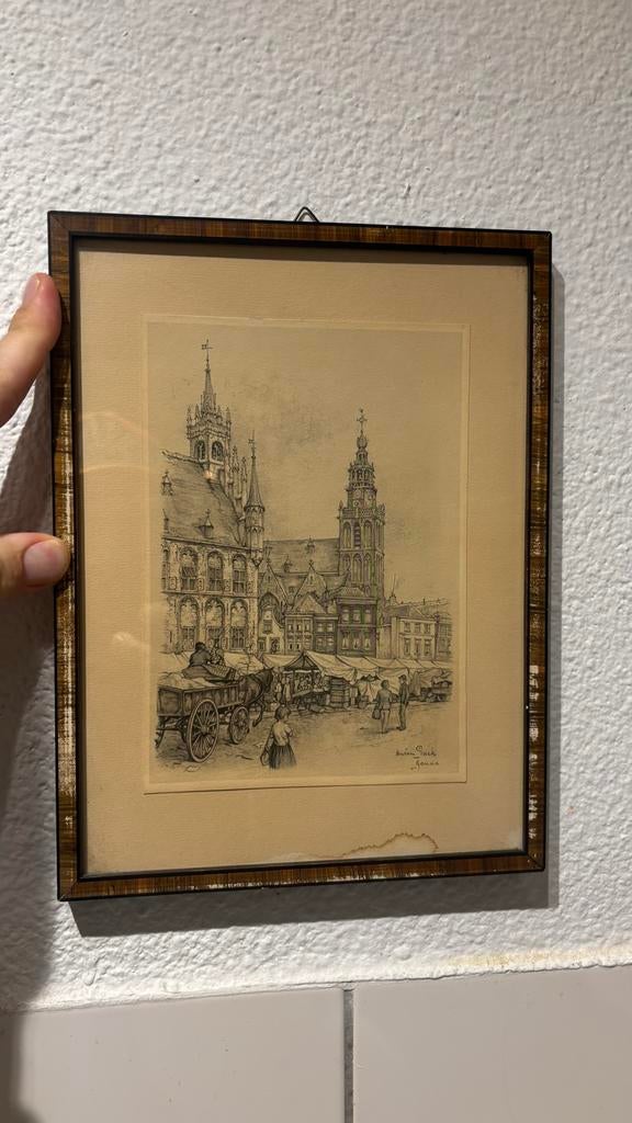 Anton Pieck Prenten Gouda & Amersfoort, Antiek en Kunst, Kunst | Etsen en Gravures, Ophalen