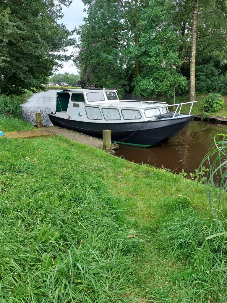 Nette schouw kruizer platbodem kajuitboot weekendkruizer, Ophalen, 10 tot 30 pk, Staal, 6 tot 9 meter