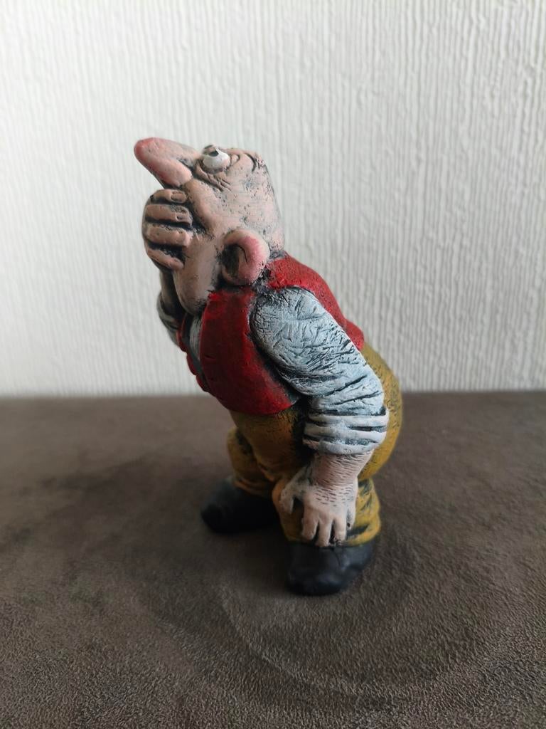 Beeldje oude man, gips, Ophalen of Verzenden, Gebruikt, Mens