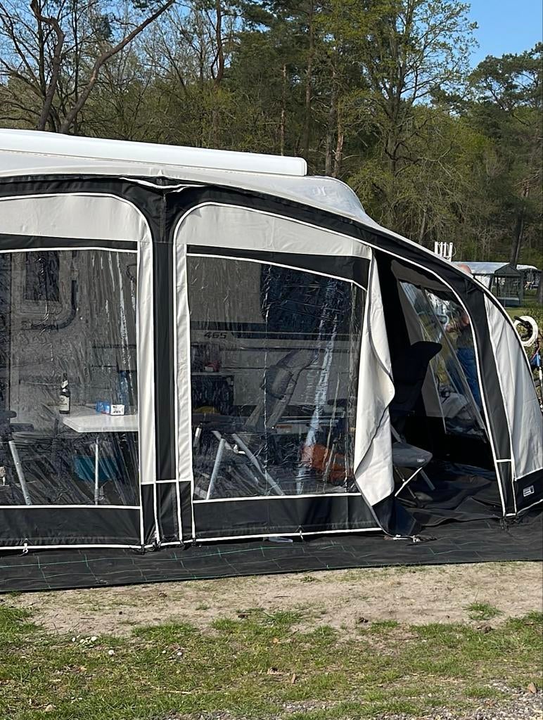 Unico Milaan 280 Voortent - Champagne/Zwart met petluifel, Caravans en Kamperen, Ophalen of Verzenden, Gebruikt, Unico Ventura