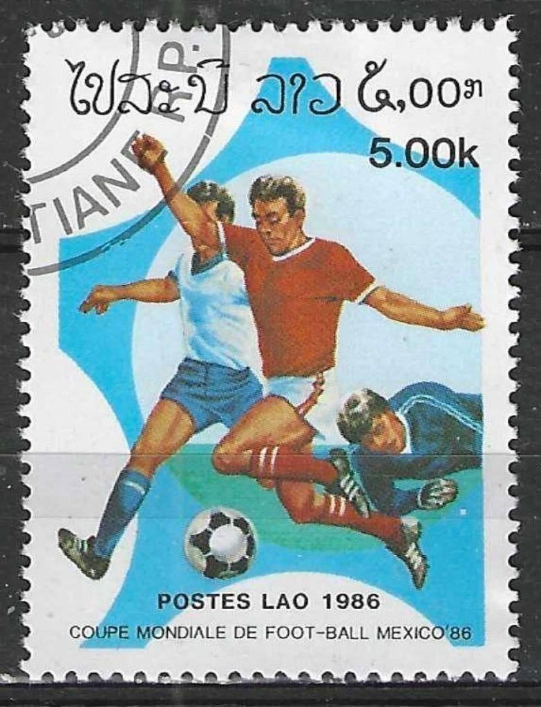 Laos 1986 - Yvert 697 - Wereldbeker Voetbal in Mexico (ST), Verzenden, Gestempeld, Zuidoost-Azië