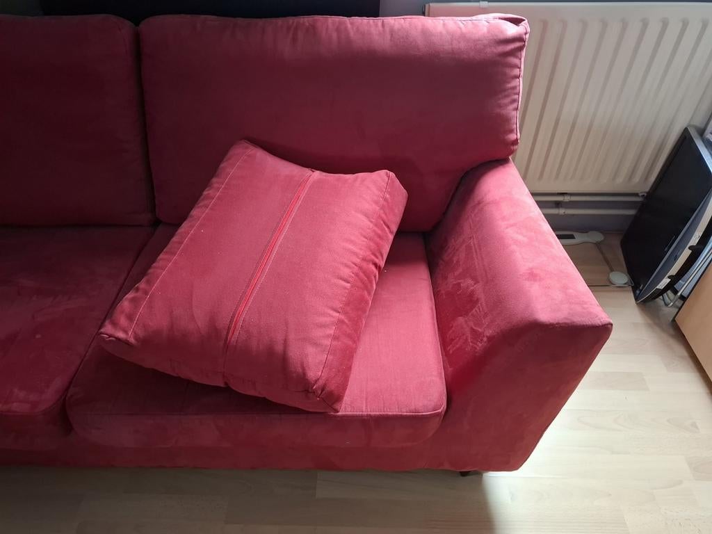 2 zits bank kleur rood, Ophalen, 75 tot 100 cm, Tweepersoons, 150 tot 200 cm