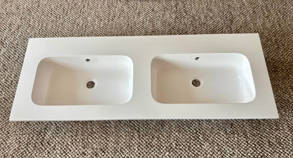 Dubbele wastafel wit glans nieuw, Ophalen, Wit, Nieuw, 50 tot 100 cm