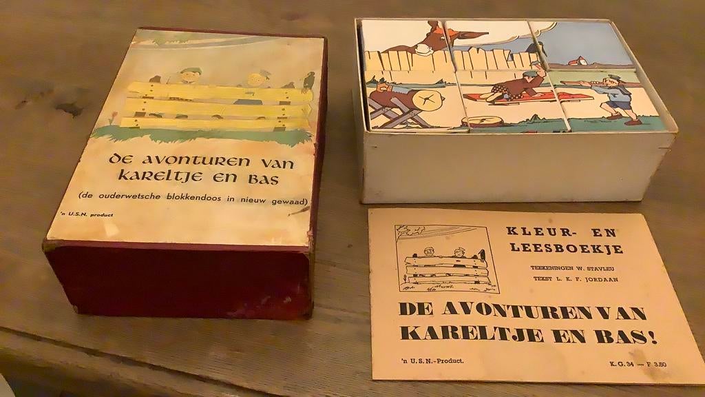 Oude kartonnen blokkenpuzzel 1940, Ophalen of Verzenden