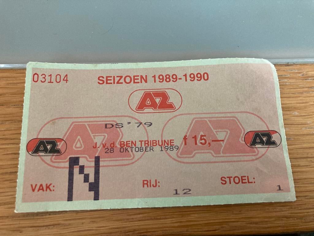 OUD TICKET AZ-DS’79 89-90, Verzamelen, Sportartikelen en Voetbal, Ophalen of Verzenden, Zo goed als nieuw, AZ, Overige typen
