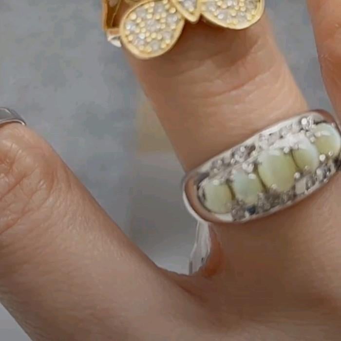 Pt900 met cats eye chrysoberyl stone, Ophalen of Verzenden, Gebruikt, Dame