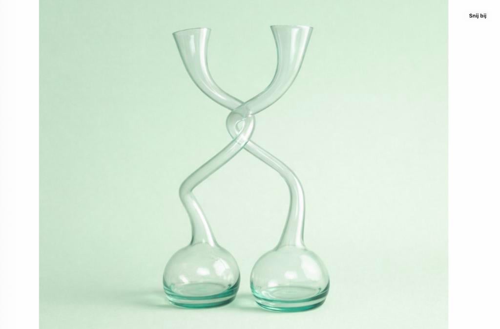 Design glazen Vaas met dubbele hals, Ophalen, Zo goed als nieuw