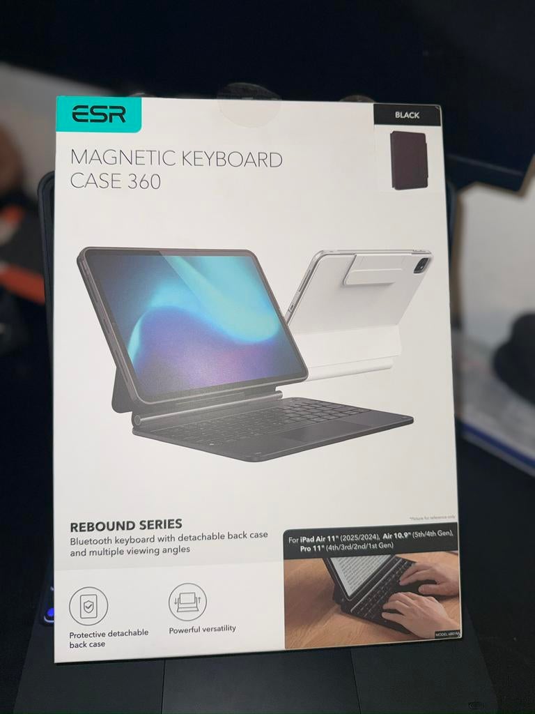 ESR Magnetic Keyboard Case 360 - iPad Air/Pro 11 inch, Ipad air 2024/205/2026, 11 inch, Nieuw, Bescherming voor- en achterkant