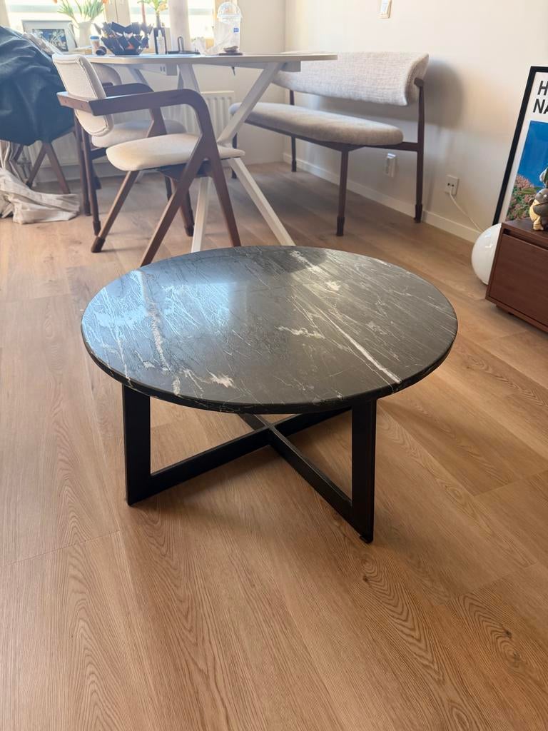 Marmeren Salontafel - Diameter 70cm, Hoogte 37cm, Ophalen, Overige materialen, Gebruikt, Rond