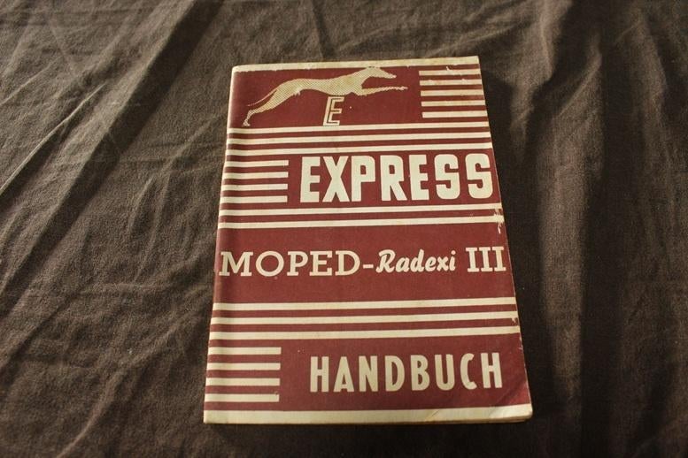 Express Radexi III 1958 mofa handbuch instructie boekje, Ophalen of Verzenden, Gebruikt