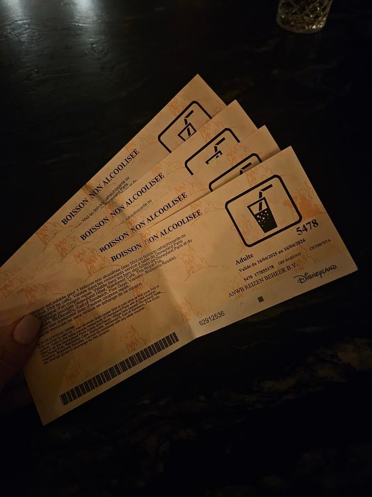 Disneyland Parijs - 4 consumptiebonnen non alcoholisch, Eén persoon