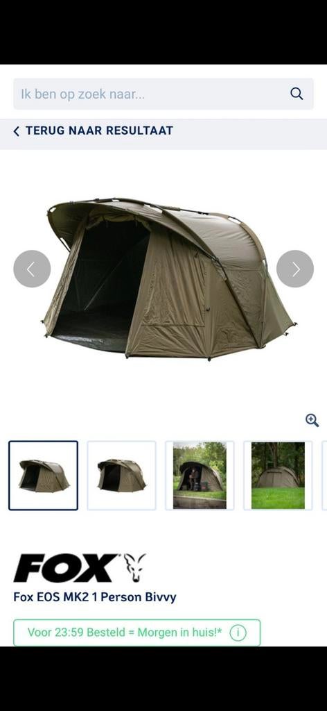 Fox EOS MK2 1 Persoons Bivvy - Karpertent, Ophalen of Verzenden, Zo goed als nieuw, Tot en met 2