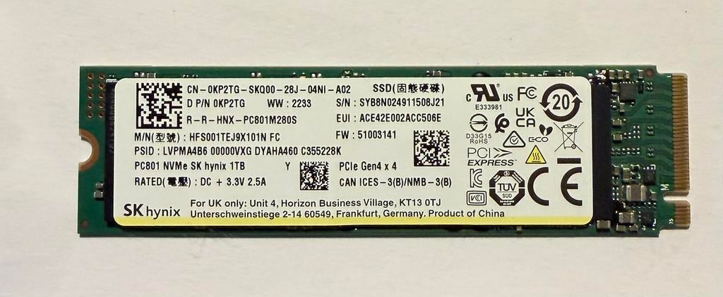 1TB M.2 SSD PCIe, Computers en Software, Harde schijven, Intern, Gebruikt, SSD, Ophalen of Verzenden