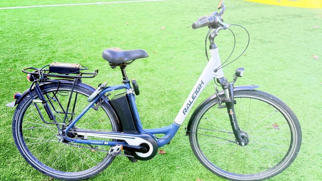 Goed werkende mooie goede damesfiets E-bike Raleigh 47cm N8, Gebruikt, Velgrem, 47 tot 50 cm, Versnellingen