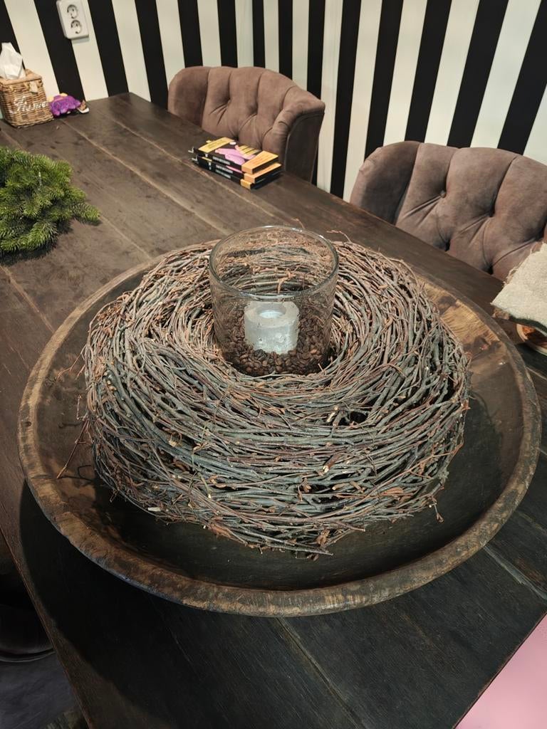 Stoer en Sober een Super mooie houten schaal, Huis en Inrichting, Woonaccessoires | Overige, Ophalen, Hout, Bruin, Landelijk
