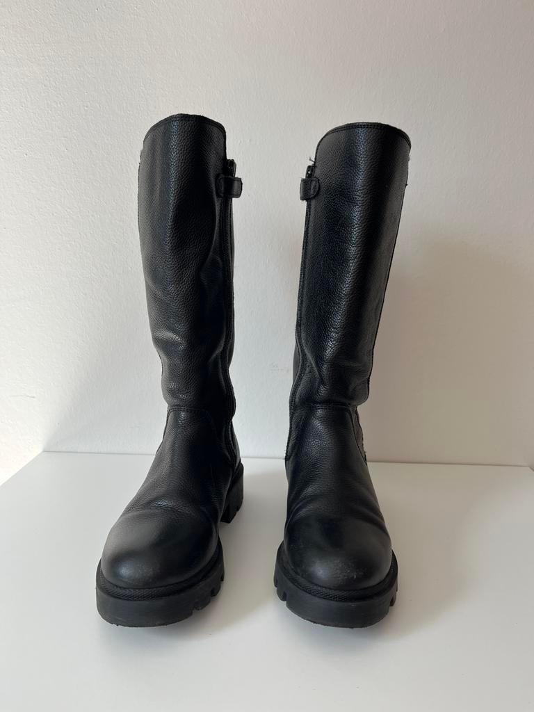 Leer laarzen  Maat 33, Ophalen, Zo goed als nieuw, Zwart, Hoge laarzen