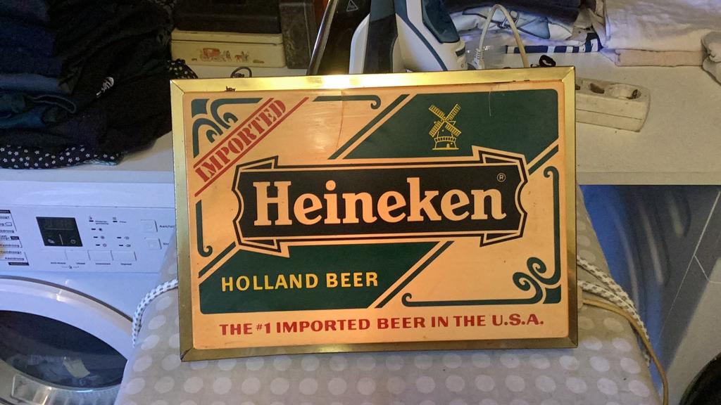 Heineken usa lichtbakje, Verzamelen, Biermerken, Ophalen of Verzenden, Gebruikt, Reclamebord, Plaat of Schild, Heineken